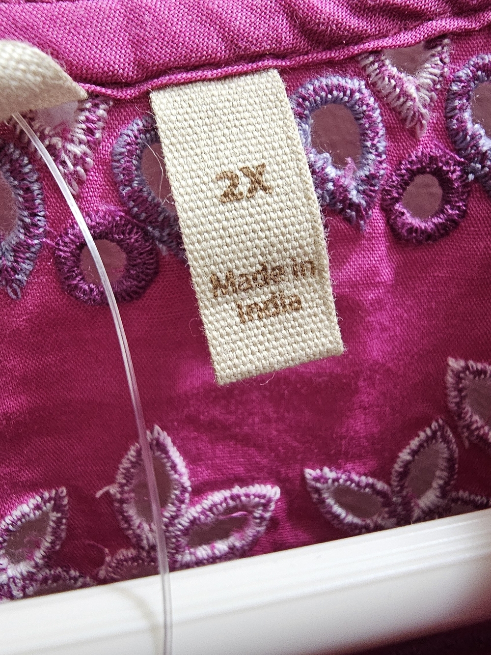 Soft Surroundings Fuchsia Embroidered V-Neck Tunic - Picture 8 of 12